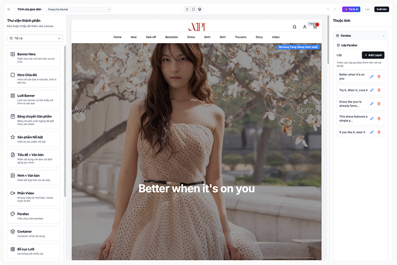 Website Builder — Trình thiết kế kéo thả