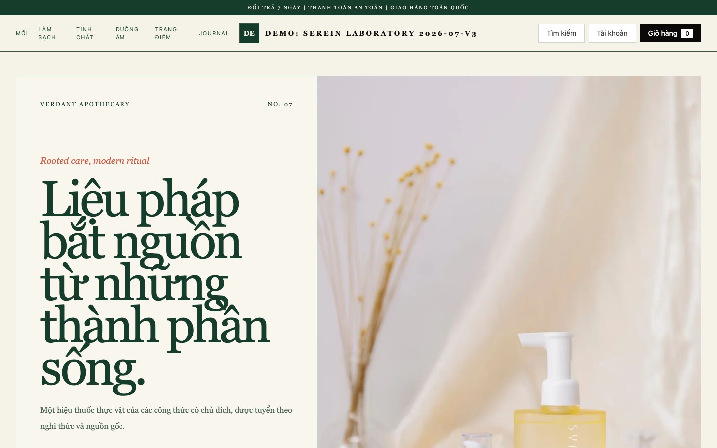 Ảnh chụp thực tế giao diện Beauty Botanical Apothecary