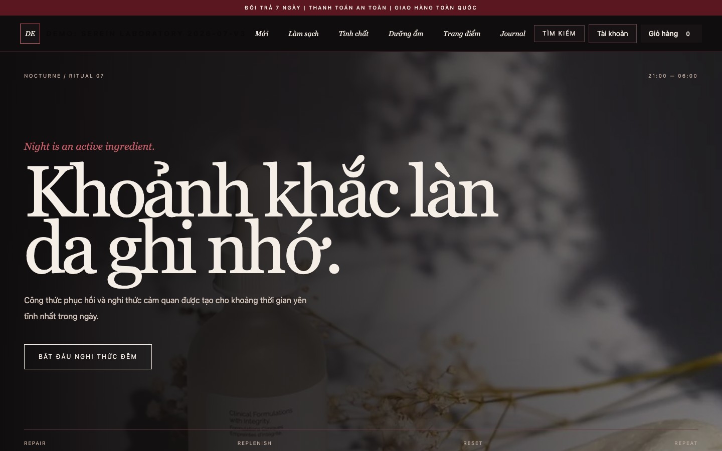Ảnh chụp thực tế giao diện Beauty Night Ritual