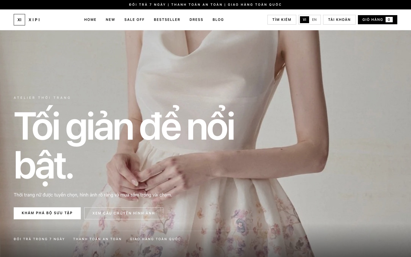 Ảnh chụp thực tế giao diện Fashion Editorial Monochrome