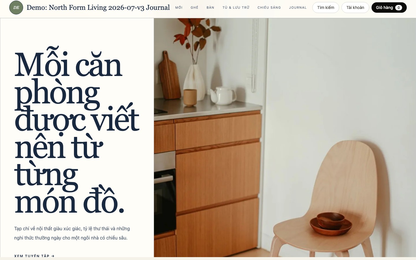 Ảnh chụp thực tế giao diện Furniture Living Journal