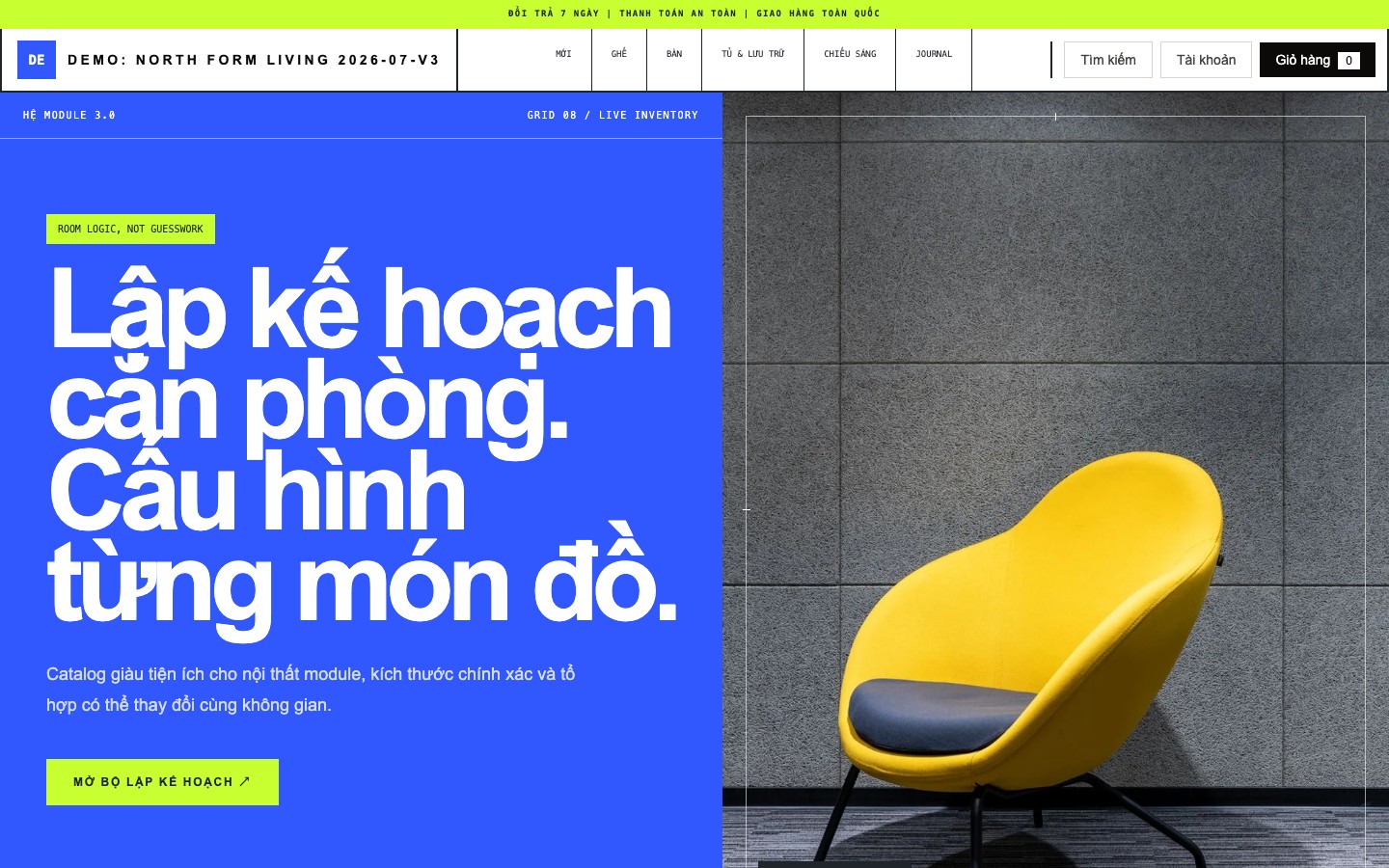 Ảnh chụp thực tế giao diện Furniture Modular Planner