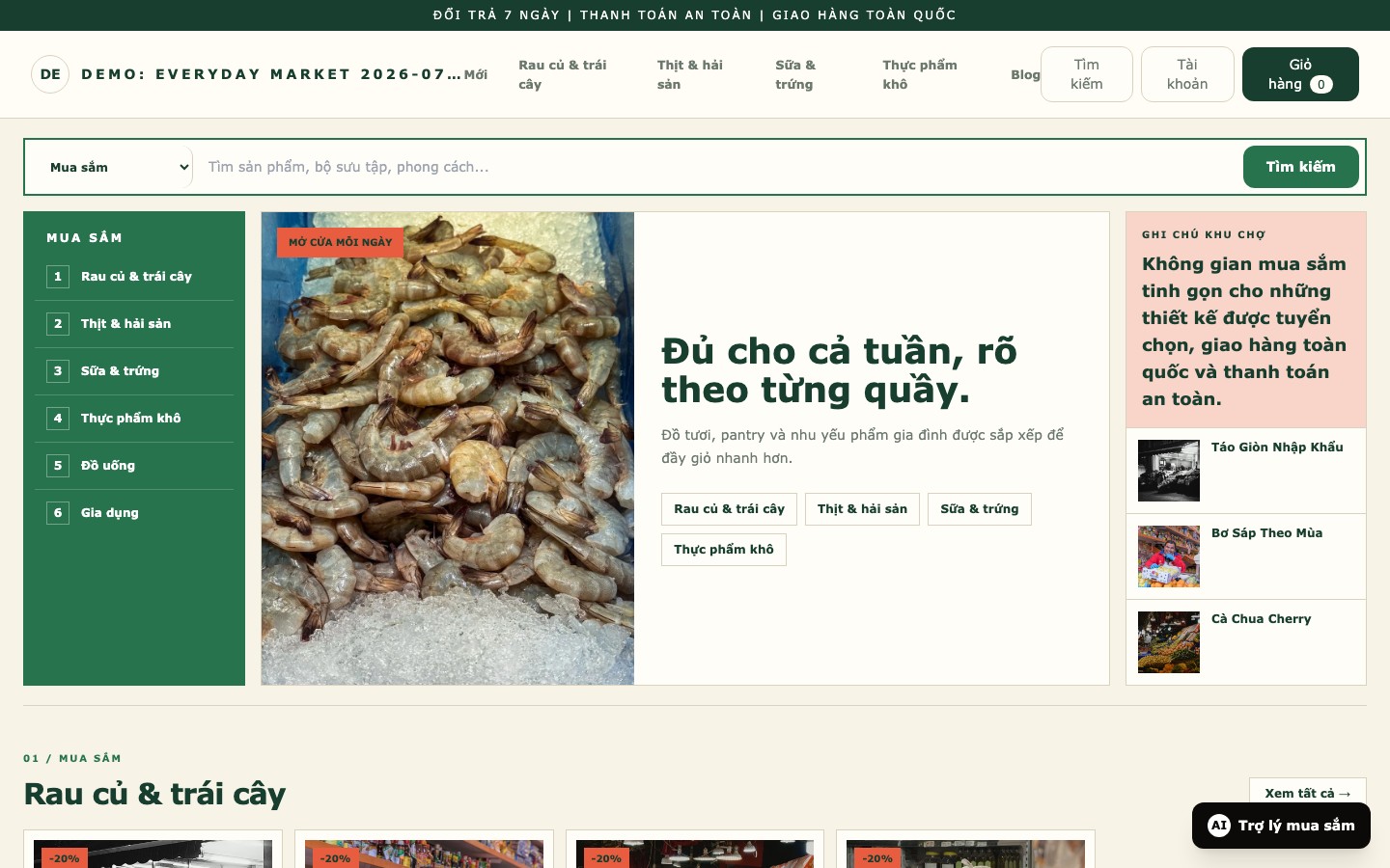 Ảnh chụp thực tế giao diện Supermarket Aisle Directory