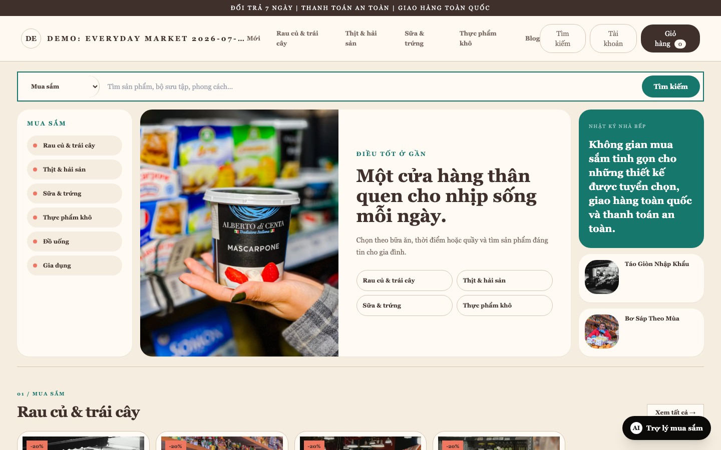 Ảnh chụp thực tế giao diện Supermarket Neighborhood Shop