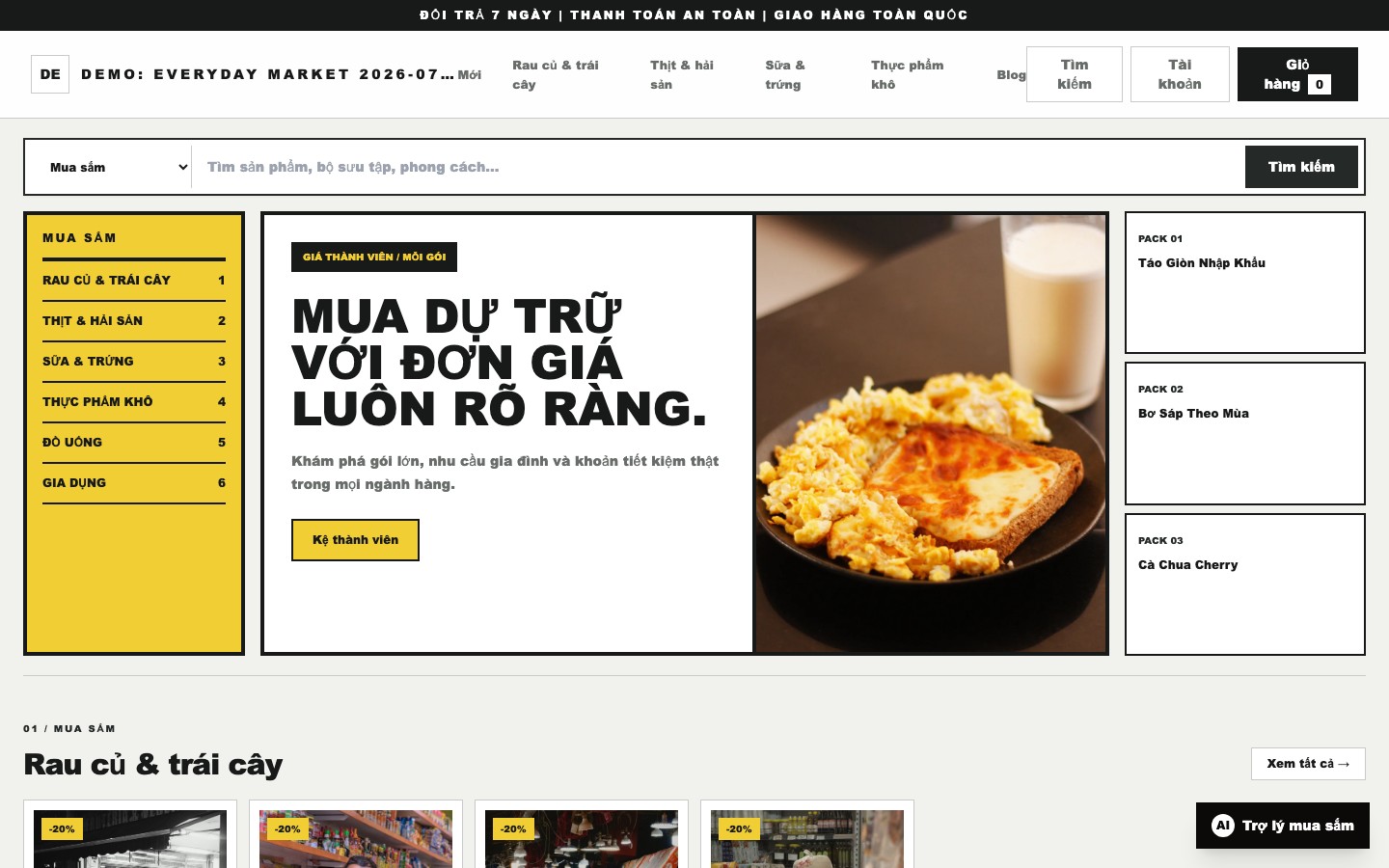 Ảnh chụp thực tế giao diện Supermarket Value Club