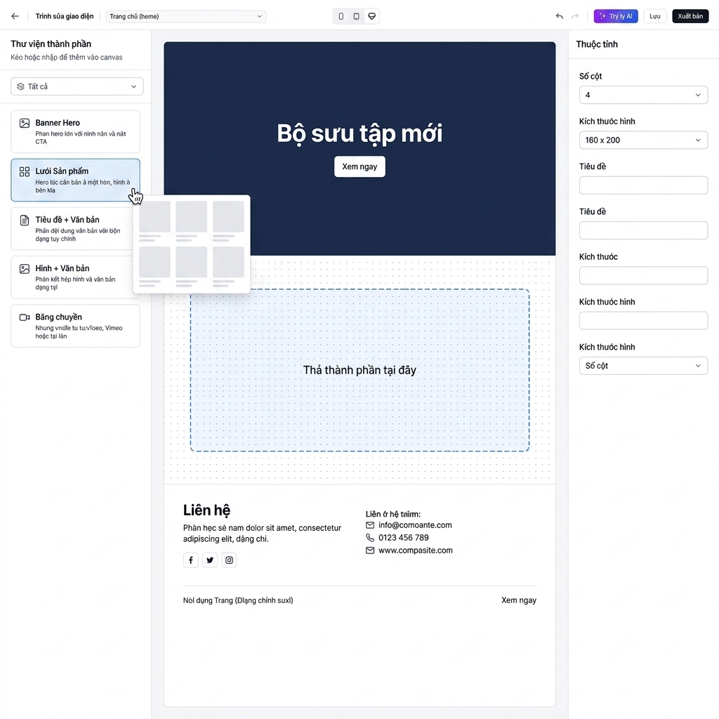 Website Builder — Kéo thả trực quan